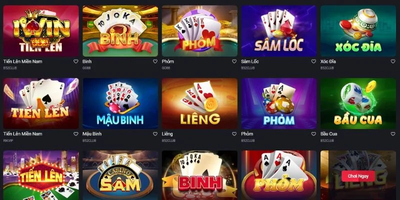 Kho game cực đỉnh của sảnh game bài IWIN.